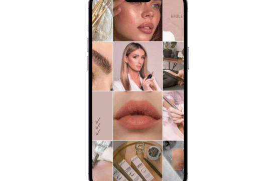 Smartphone mit einem Instagram Feed von Frauen zu sehen, die Beauty Behandlungen vollzogen haben